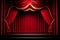 Glorious red curtain above empty theatre stage. Postproducted generative AI digital illustration.Generative AI