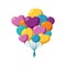 Glossy balloons for a holiday. Big bunch of helium balloons. Vector illustration