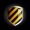 Glossy black and yellow shield emblem