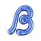 Glossy blue letter B uppercase. 3D rendering