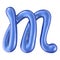 Glossy blue letter M uppercase. 3D rendering