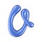 Glossy blue letter O uppercase. 3D rendering