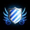 Glossy blue shield emblem