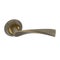 Glossy bronze front door handle with a yellow mirror insert on a round base