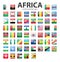 Glossy button flags - Africa. Original colors
