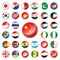 Glossy button flags - Asia & Africa