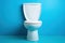 Glossy Ceramic toilet blue wall. Generate Ai