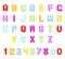 Glossy children party jelly abstract fun alphabet letters a to z numbers font symbol icons vector illustration