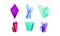 Glossy Colorful Crystal Vector Set. Geology Concept