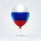 Glossy colorful Russian flag decorated balloon hanging over enlightened background.
