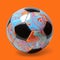 Glossy Colorful Soccer Ball Isolated on Orange Background
