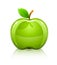 Glossy glass green apple with leaf