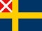 Glossy glass Swedish and Norwegian merchant flag 1818-1844