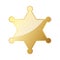 Glossy golden sheriff star. Vector illustration.