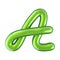 Glossy green letter A uppercase. 3D rendering