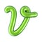 Glossy green letter V uppercase. 3D rendering