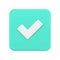 Glossy green positive vote button with checkmark accept complete task badge 3d icon realistic vector