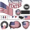 Glossy icons with flag of United states