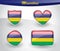 Glossy Mauritius flag icon set