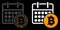 Glossy Mesh Carcass Bitcoin Calendar Icon with Flare Spots