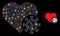 Glossy Mesh Heart Infection Icon with Constellation Color Light Spots