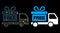 Glossy Mesh Network Gift Delivery Car Icon with Flash Spots