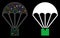 Glossy Mesh Wire Frame Cargo Parachute Icon with Flash Spots