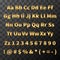 Glossy metal font. Golden letters and numbers on transparent background