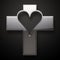 Glossy metal Jesus Cross heart shape