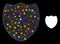 Glossy Net Shield Icon with Constellation Color Lightspots