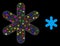 Glossy Net Snowflake Icon with Constellation Color Lightspots