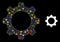 Glossy Network Cogwheel Icon with Constellation Colored Lightspots