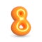 Glossy orange balloon number Eight. 3d realistic illustration. For Events