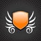 Glossy orange shield emblem