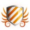 Glossy orange shield emblem