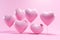 Glossy Pink Heart Balloons Floating Serenely