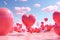 Glossy Pink Heart Balloons Floating Serenely