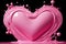 A glossy pink heart emerges from a splash of liquid on a dark background, symbolizing love with a vibrant, modern twist