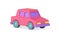 Glossy pink retro automobile with windows and headlights realistic 3d icon vector illustration