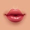 Glossy pink woman lips background