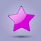Glossy realistic pink star isolated on gray background. Colorfull web icon. Vector Illustration.
