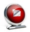 Glossy red button with folder symbol. 3D illustration