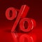 Glossy red shiny percentage symbol