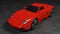 Glossy red sport car coupe concept model in dark scene