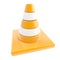 Glossy road cone colored orange and white