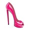 Glossy and shiny pink high heel shoe