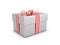 Glossy silver gift box on the white background