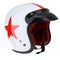 Glossy sports helmet for the rider with red stripe