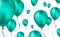 Glossy teal color Flying helium Balloons backdrop with blur effect. Wedding, Birthday and Anniversary Background. Vector