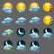 Glossy weather icons.